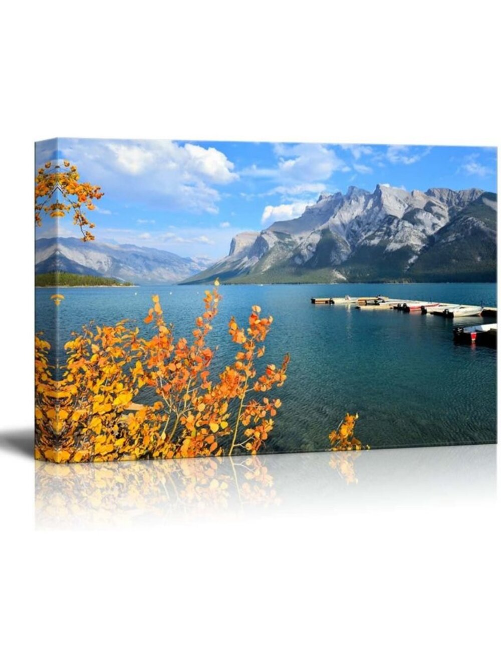 Autumn Landscape Canvas Print - Vibrant Fall Leaves, Lake & Mountain Art, 24"x36